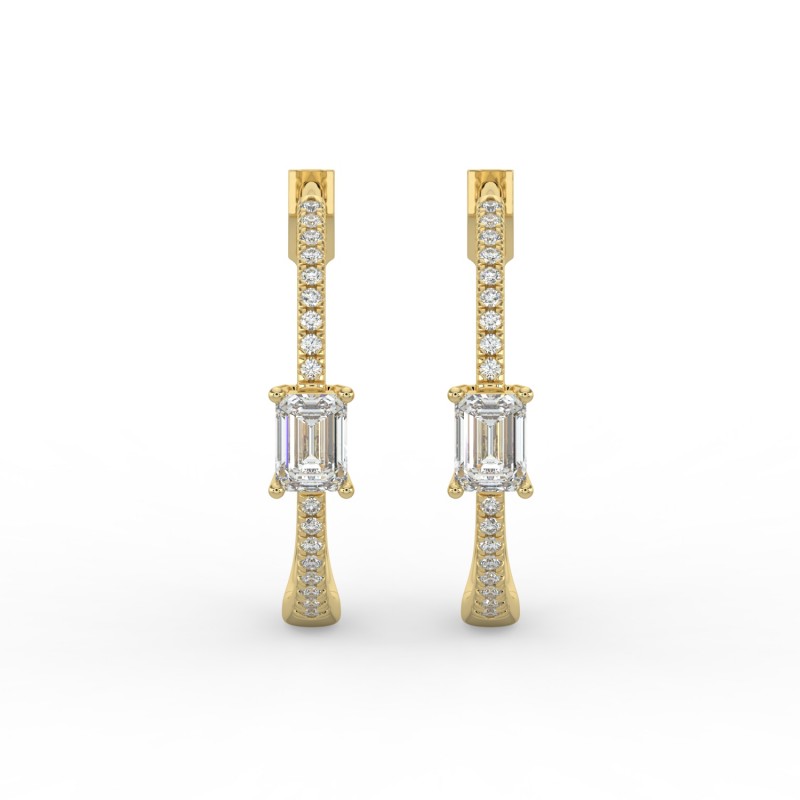 Emerald Hoops with Single Stone & Pave Earrings