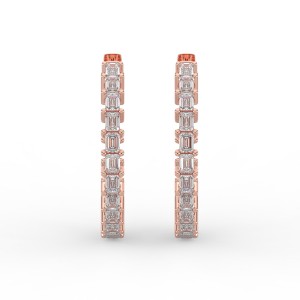 Emerald Iniside Out Diamond Hoops Earrings