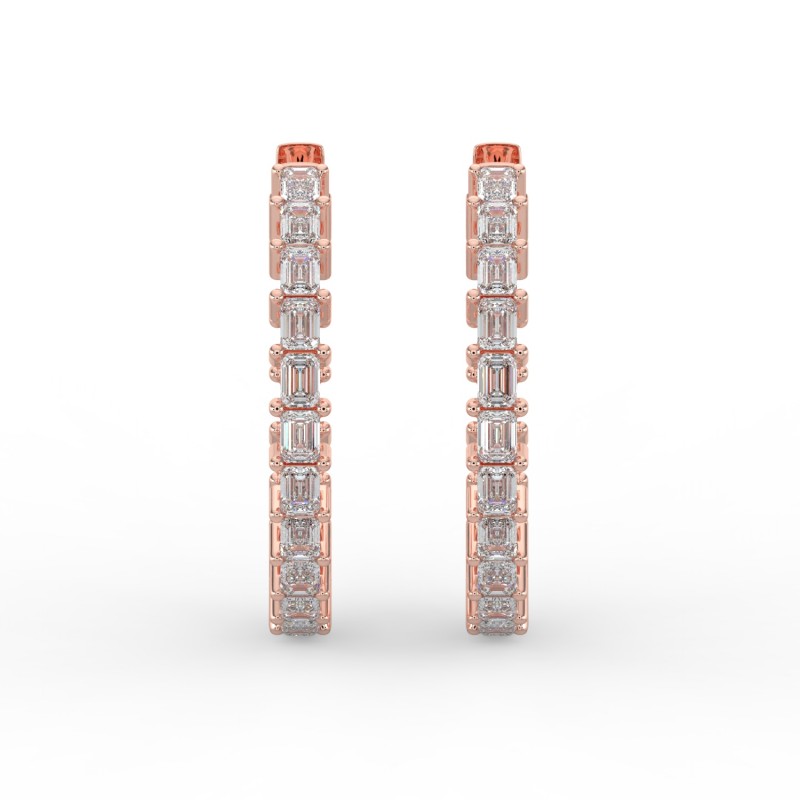 Emerald Iniside Out Diamond Hoops Earrings