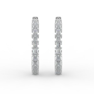 Emerald Iniside Out Diamond Hoops Earrings