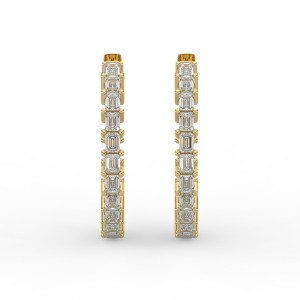 Emerald Iniside Out Diamond Hoops Earrings