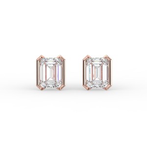 Emerald Half Bezel Earrings