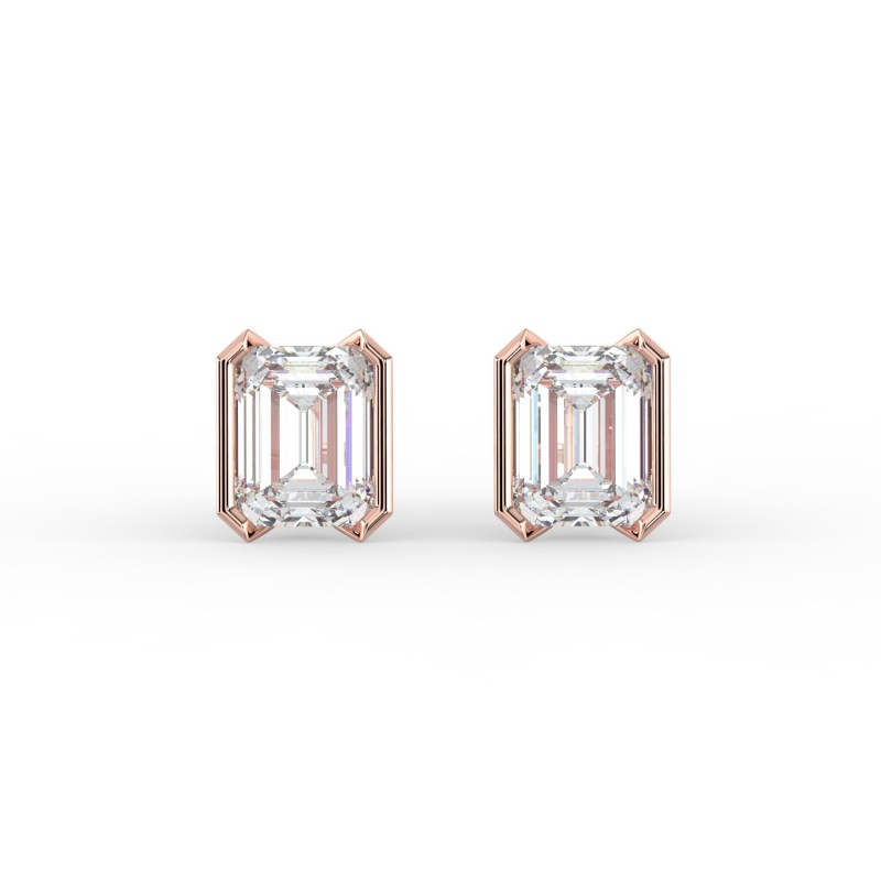 Emerald Half Bezel Earrings