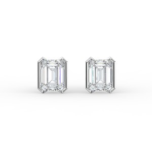 Emerald Half Bezel Earrings