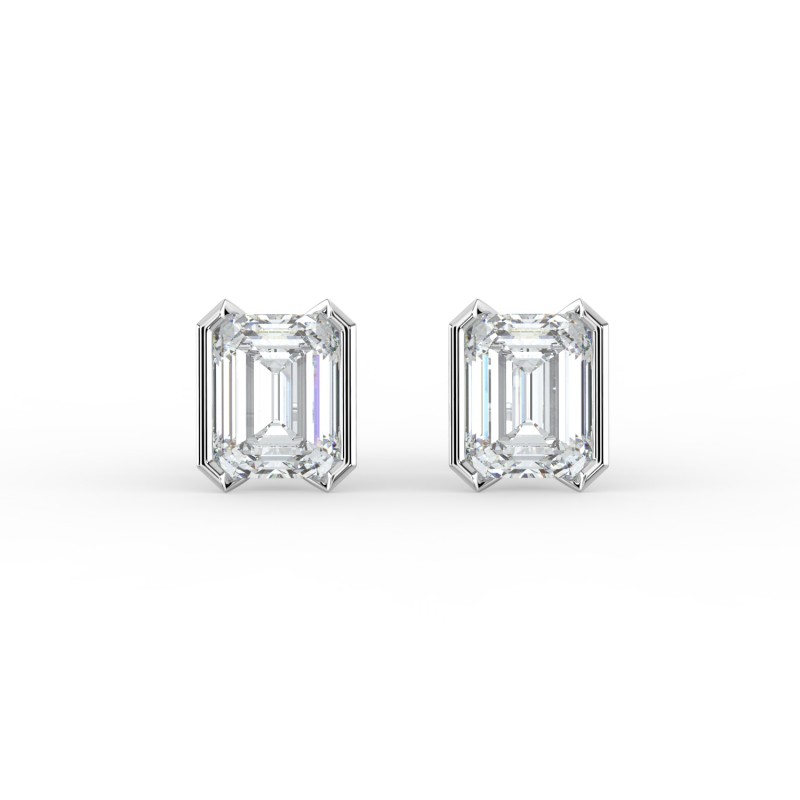 Emerald Half Bezel Earrings