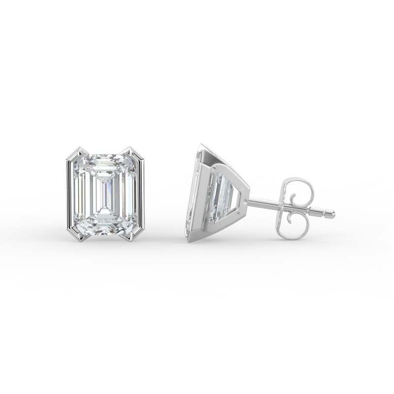 Emerald Half Bezel Earrings