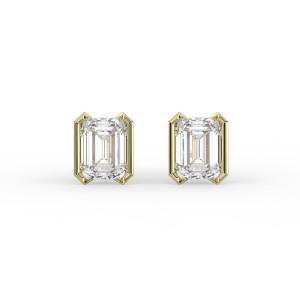 Emerald Half Bezel Earrings