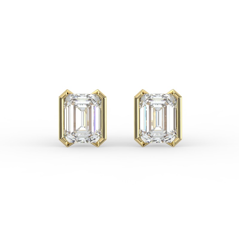 Emerald Half Bezel Earrings
