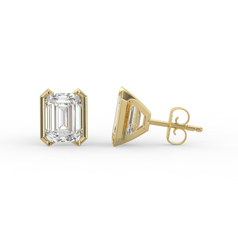 Emerald Half Bezel Earrings