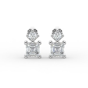 Asscher Single Stone Drop Stud Earrings
