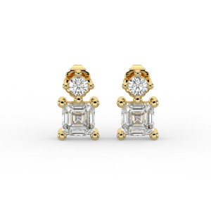 Asscher Single Stone Drop Stud Earrings