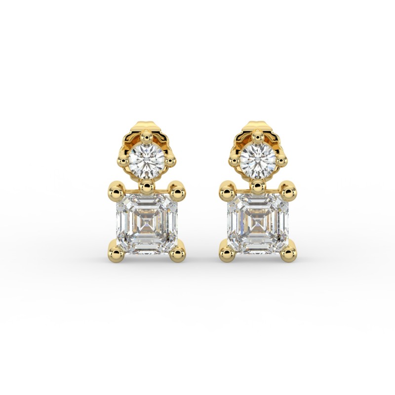 Asscher Single Stone Drop Stud Earrings