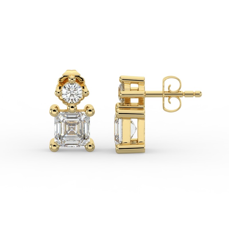 Asscher Single Stone Drop Stud Earrings