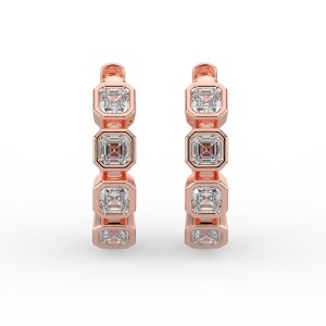 Asscher Huggie Bezel Earrings