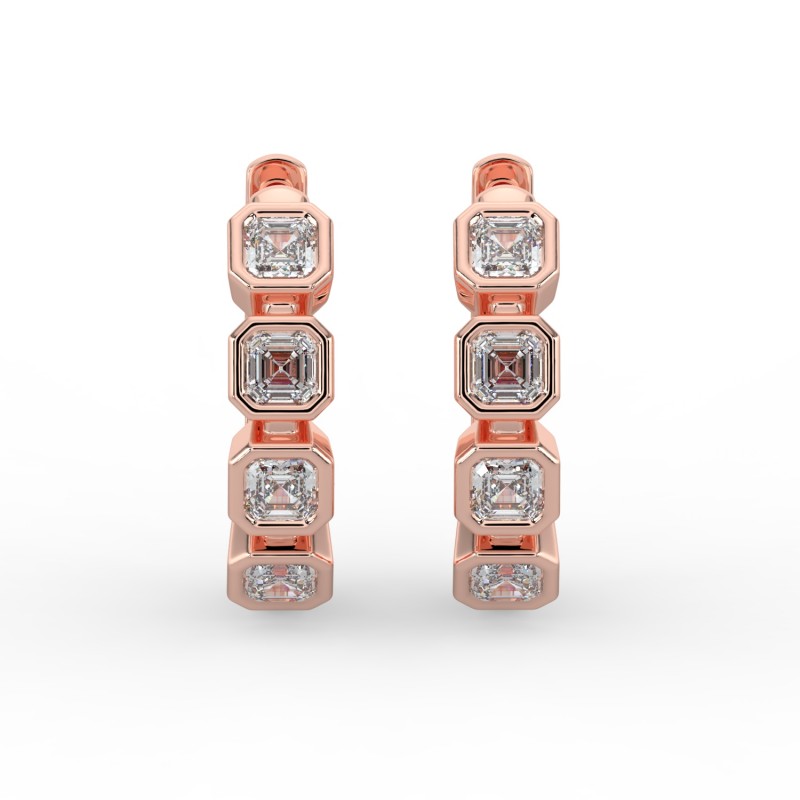 Asscher Huggie Bezel Earrings