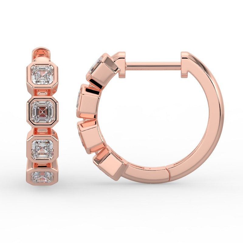 Asscher Huggie Bezel Earrings