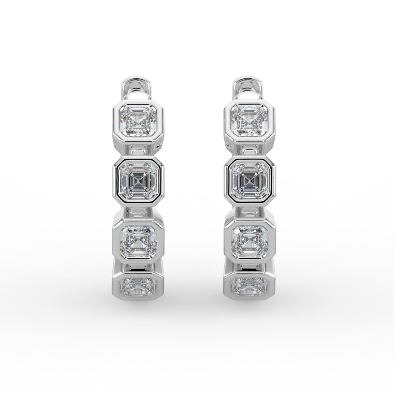 Asscher Huggie Bezel Earrings