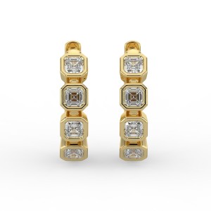 Asscher Huggie Bezel Earrings