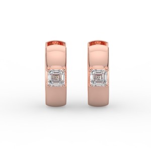 Asscher Single Stone Huggie Earrings