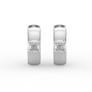 Asscher Single Stone Huggie Earrings
