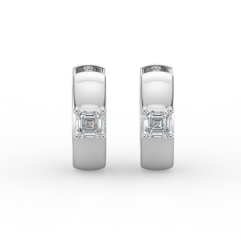 Asscher Single Stone Huggie Earrings