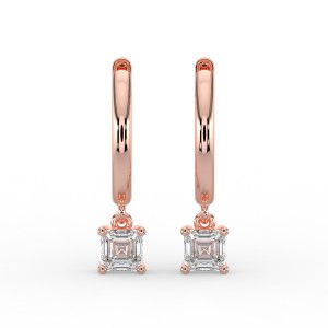 Asscher Single Stone Drop Huggies Earrings
