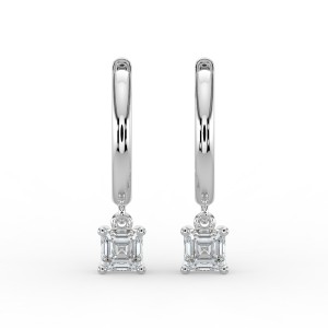 Asscher Single Stone Drop Huggies Earrings