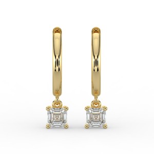 Asscher Single Stone Drop Huggies Earrings