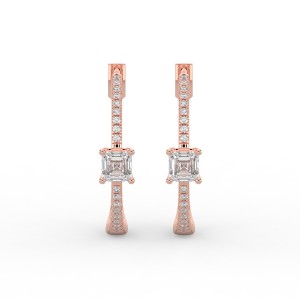 Asscher Hoops with Single Stone & Pave Earrings