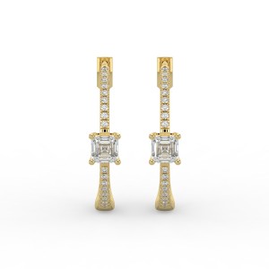 Asscher Hoops with Single Stone & Pave Earrings