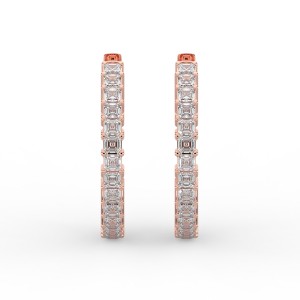 Asscher Iniside Out Diamond Hoops Earrings