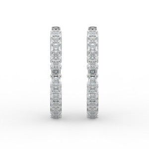 Asscher Iniside Out Diamond Hoops Earrings