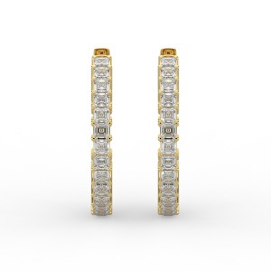 Asscher Iniside Out Diamond Hoops Earrings