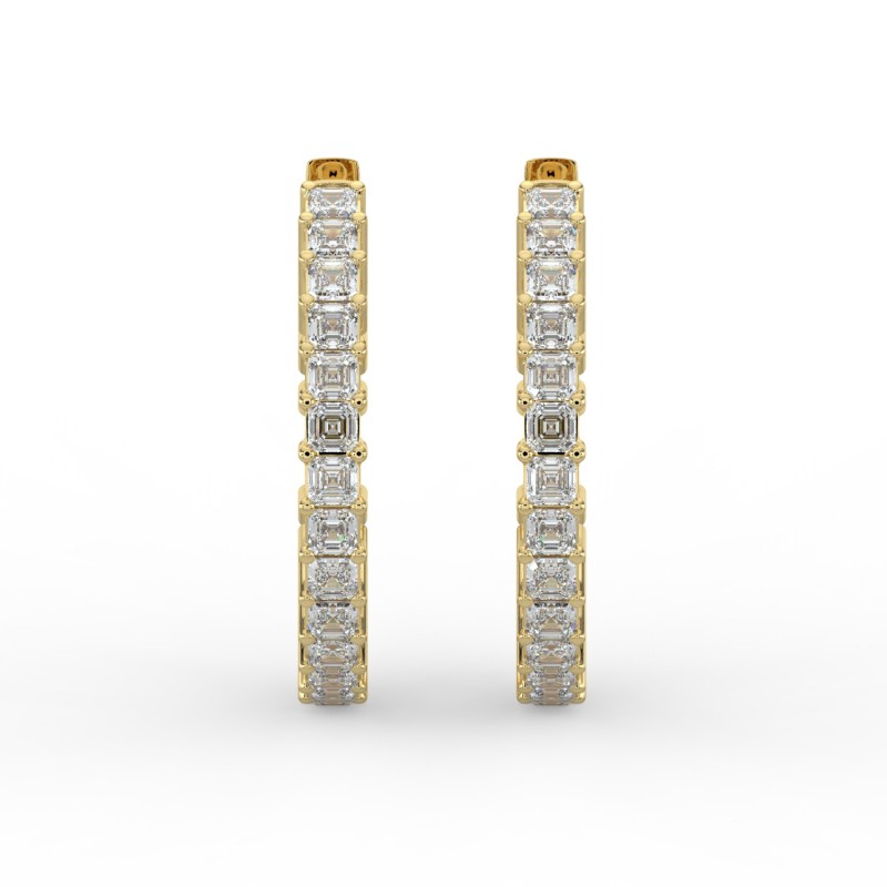Asscher Iniside Out Diamond Hoops Earrings