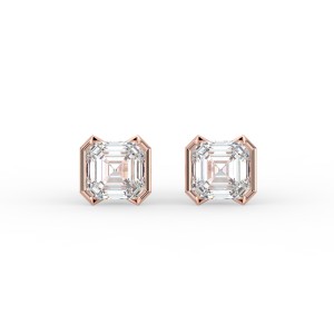 Asscher Half Bezel Earrings