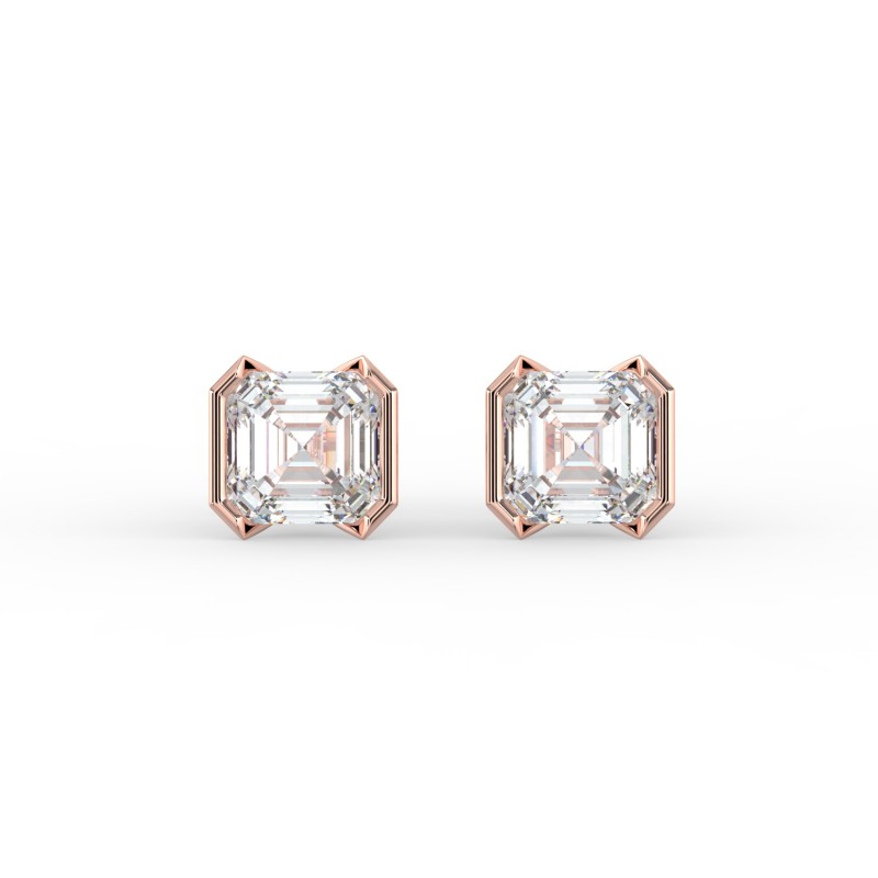 Asscher Half Bezel Earrings