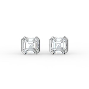 Asscher Half Bezel Earrings