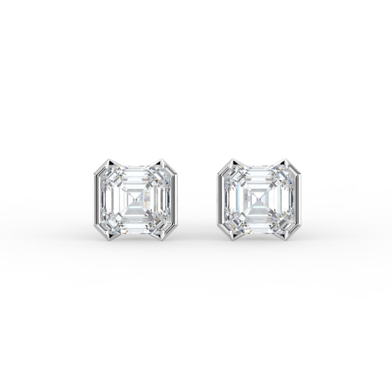 Asscher Half Bezel Earrings