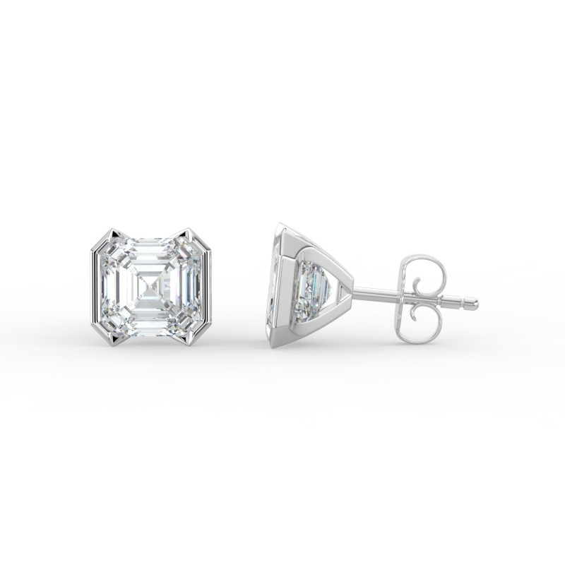 Asscher Half Bezel Earrings
