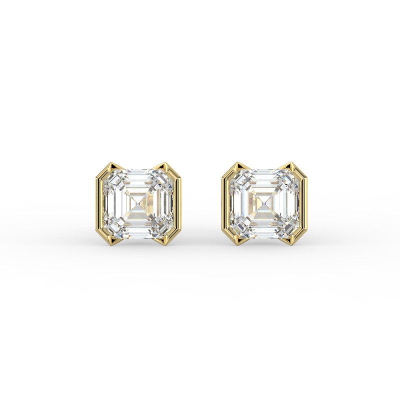Asscher Half Bezel Earrings