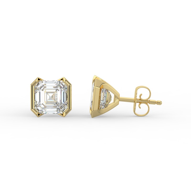 Asscher Half Bezel Earrings