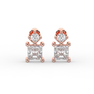 Radiant Single Stone Drop Stud Earrings