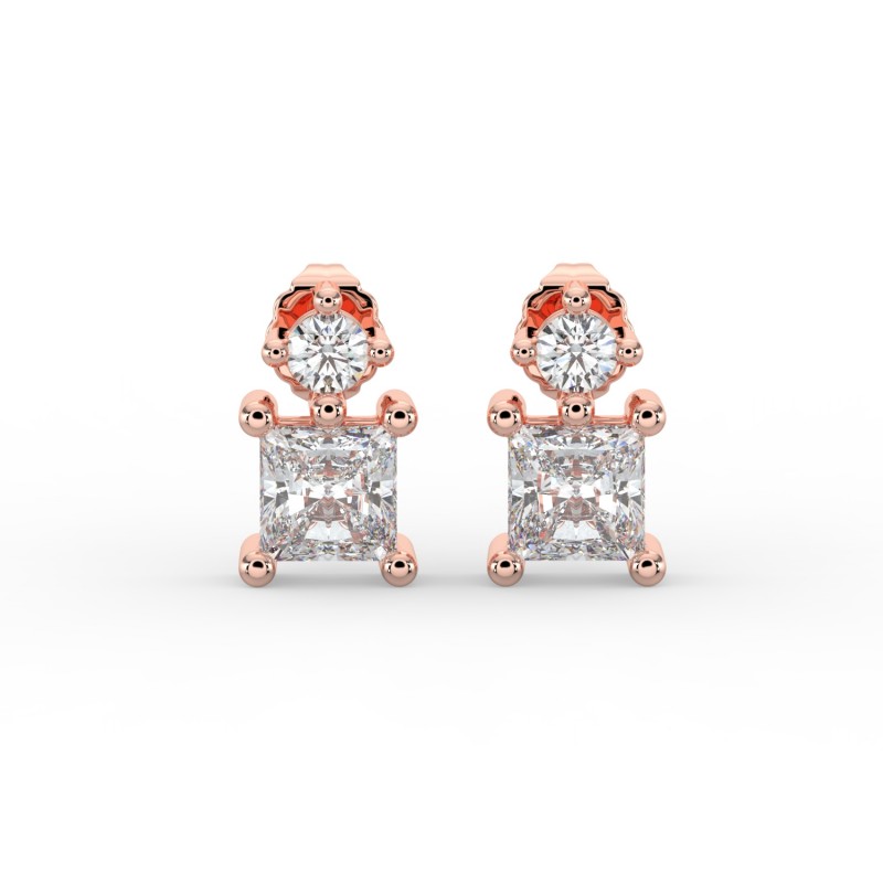Radiant Single Stone Drop Stud Earrings