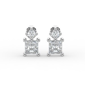 Radiant Single Stone Drop Stud Earrings