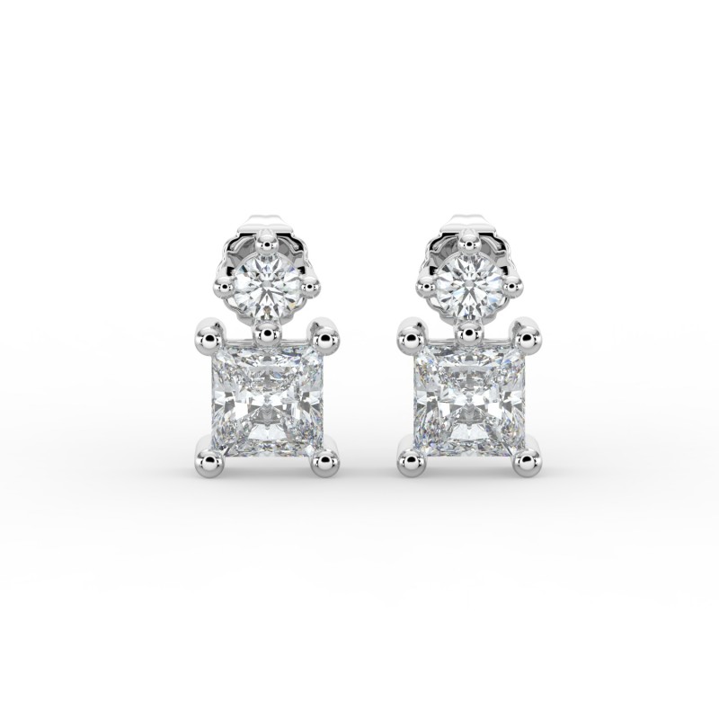 Radiant Single Stone Drop Stud Earrings