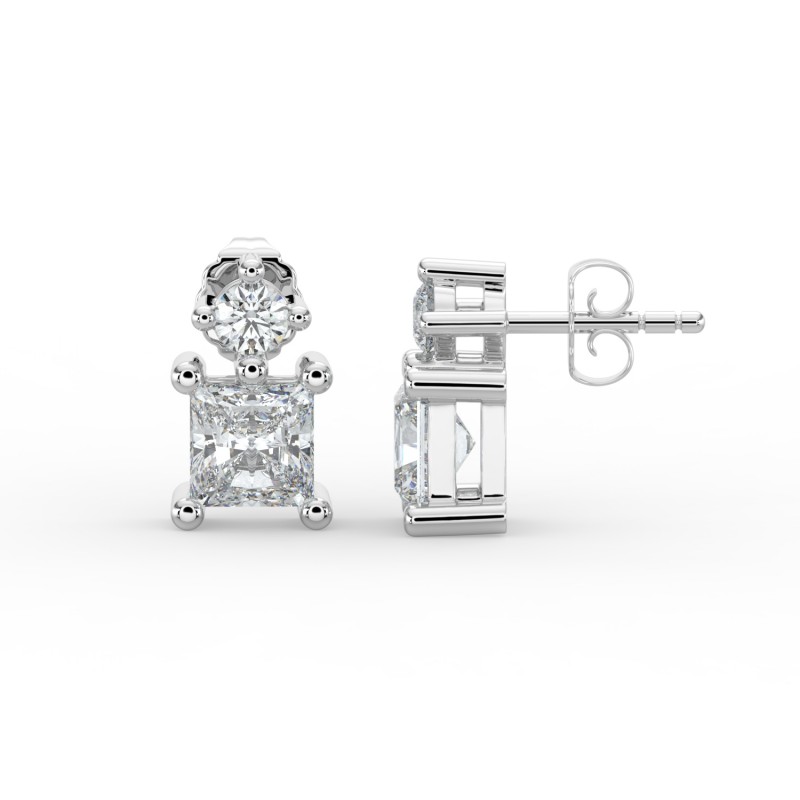 Radiant Single Stone Drop Stud Earrings