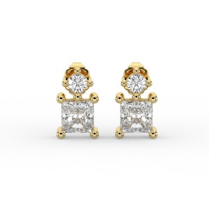 Radiant Single Stone Drop Stud Earrings