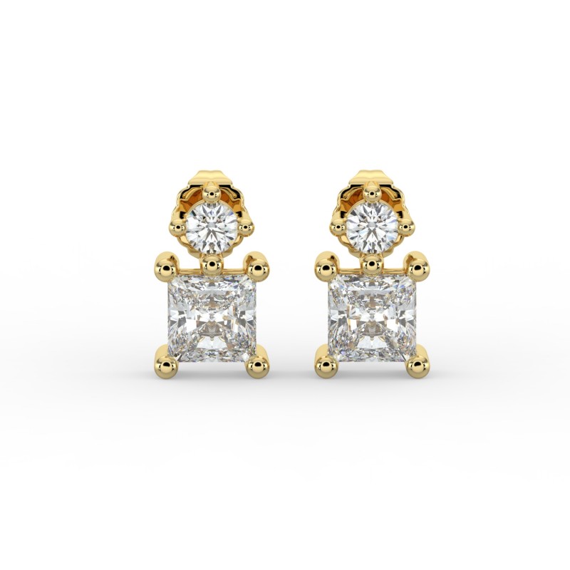 Radiant Single Stone Drop Stud Earrings