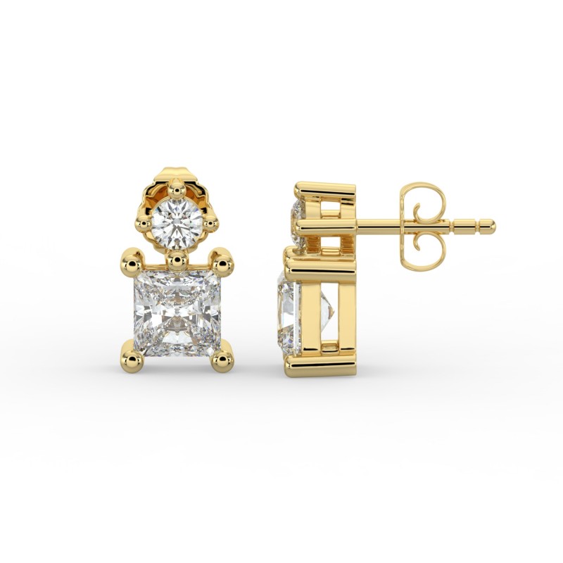 Radiant Single Stone Drop Stud Earrings