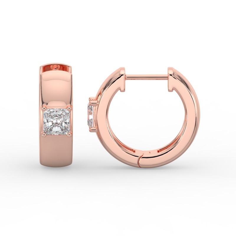 Radiant Single Stone Huggie Earrings